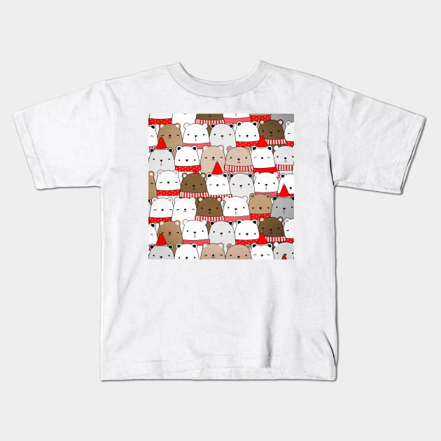 Cute Teddy Bear Pattern Kids T-Shirt by TheSkullArmy